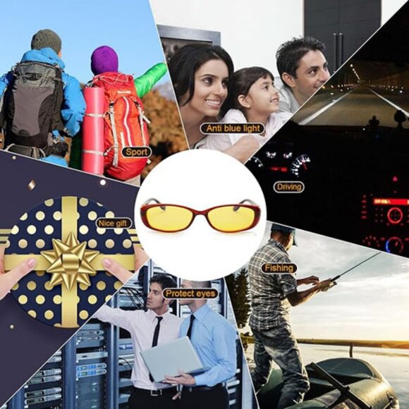 Blue Blocker Night Vision Driving Sunglasses Case +Cloth Moqqe Oval Frames NWOT - Picture 10 of 10